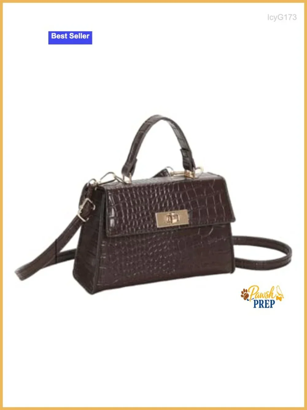 PU Leather Crocodile Pattern Top Handle Satchel Crossbody Bag with Adjustable